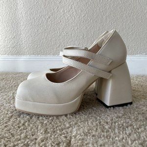 White Mary Jane Platform Wedding Shoes 婚纱神器